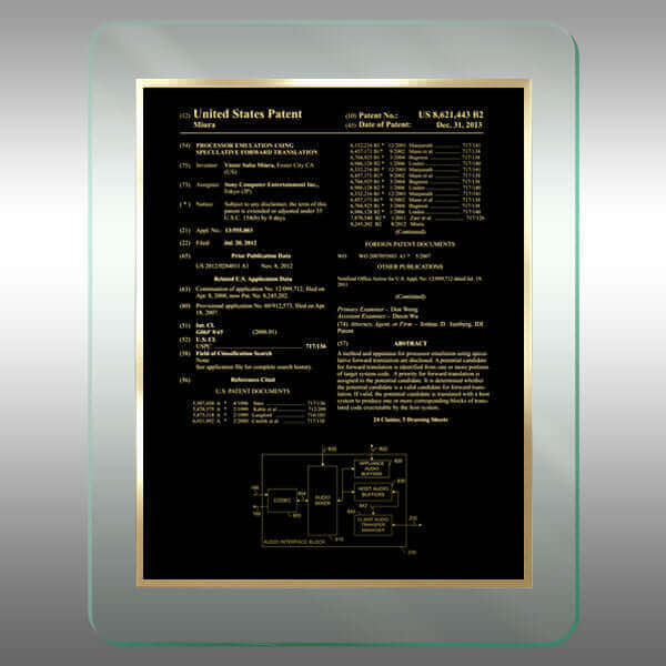 Patent Plaque - AirLucite® Jade  Rounded Corners AJ1-EnBkS-R14