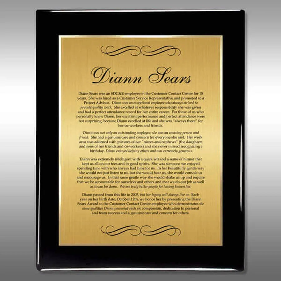 gold and silver trim plaques