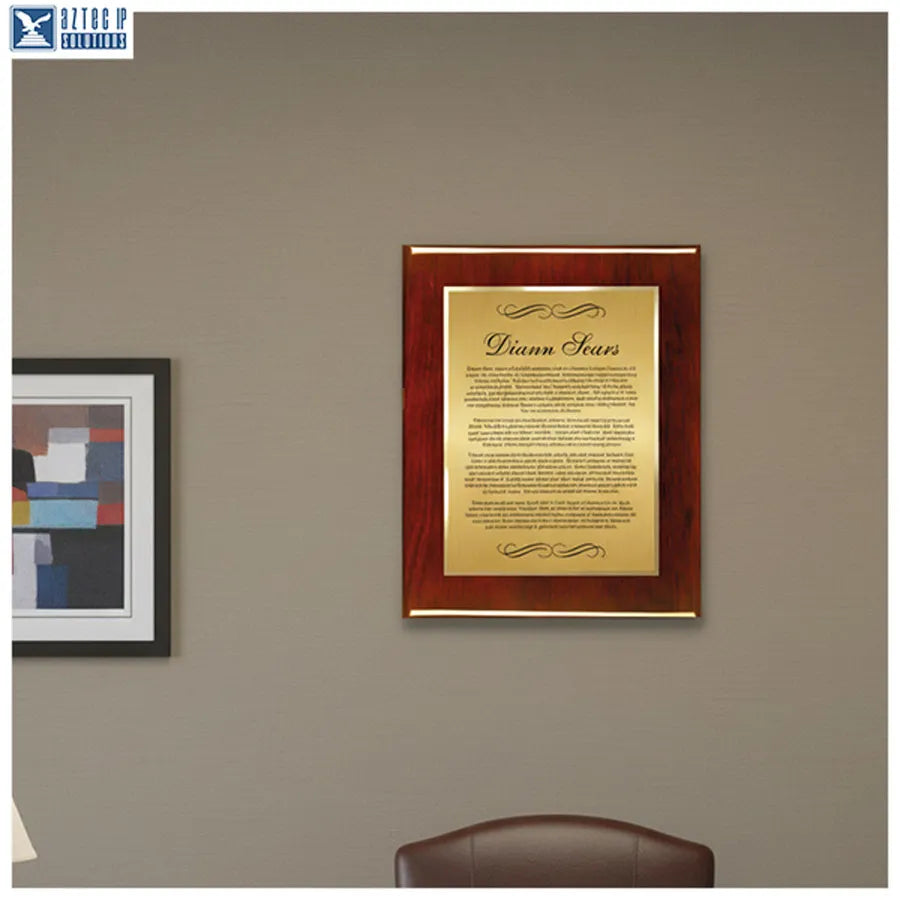 Rosewood award plaque