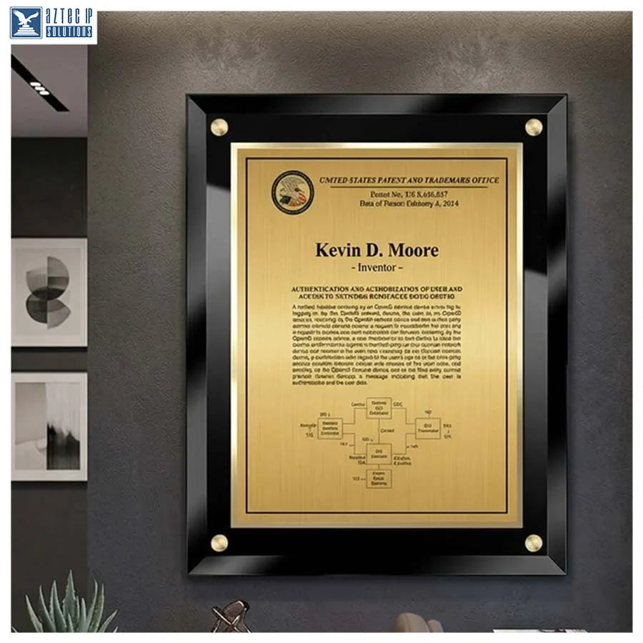 Black metal patent plaque