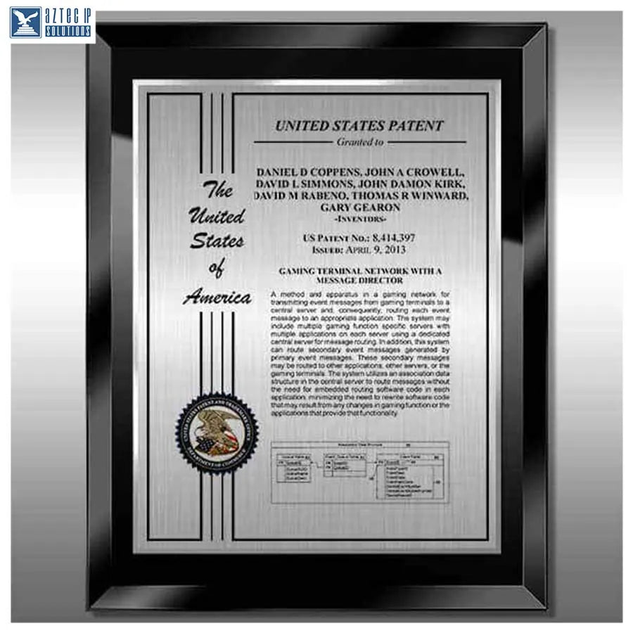 Layout 2 | Patent Certificate - Glass award plaque