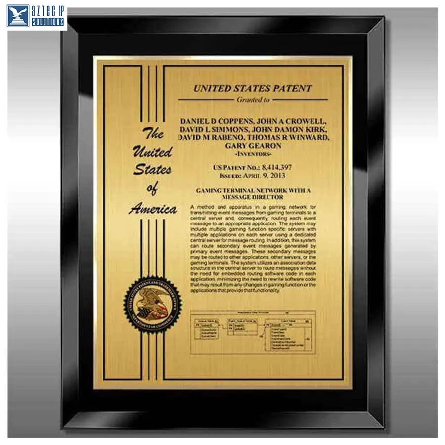 Layout 2 | Patent Certificate - Glass award plaque