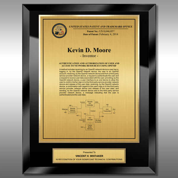 Patent Plaque - Glass Presentation BG-EZ15P