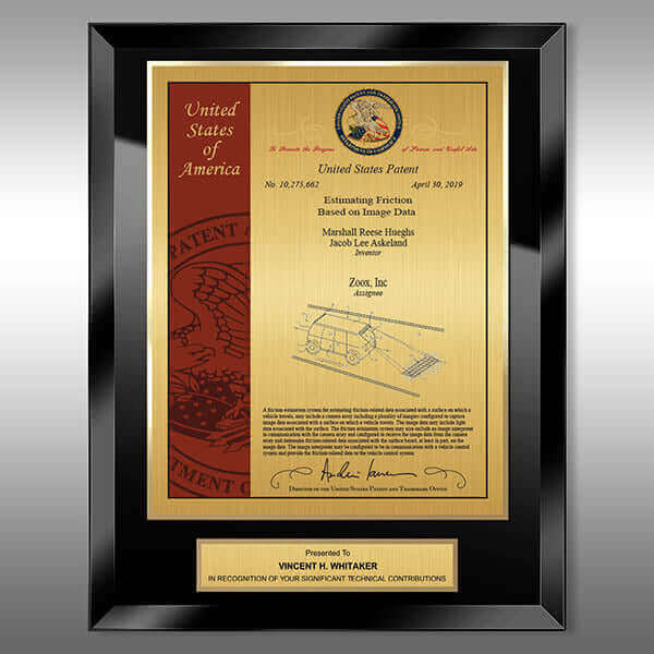 Patent Plaque - Glass Presentation BG-EZ15P