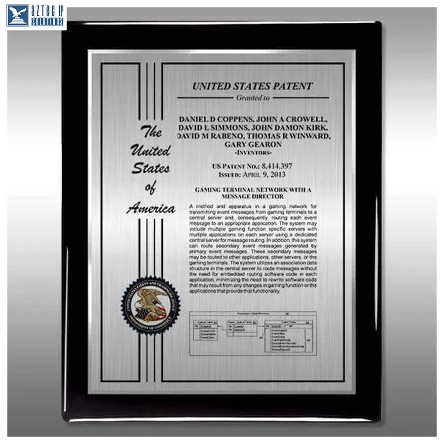 Layout 2 | Patent Certificate - Black piano finish plaque