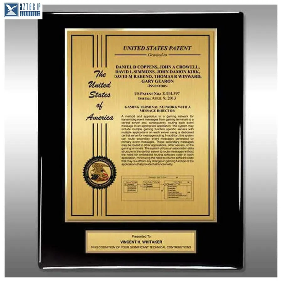 Layout 2 | Patent Certificate - Corporate recognition plaque