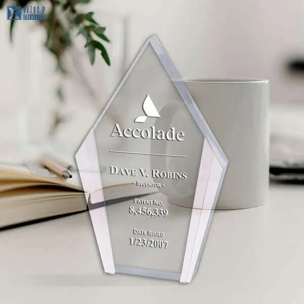Self-standing acrylic trophy