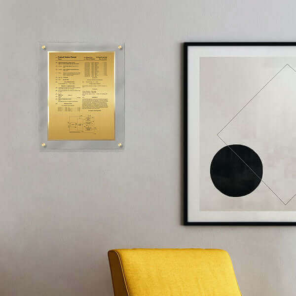 CL1-EZ15 Gold- Patent front Page on Wall