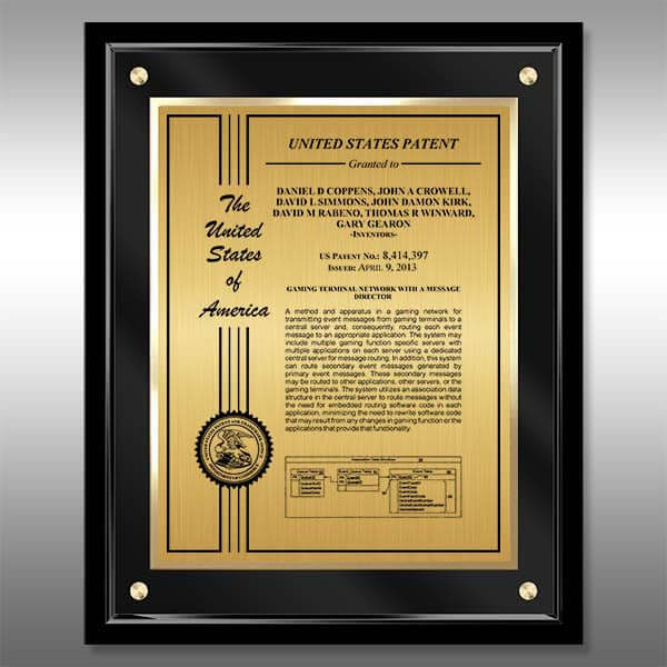 CL2-EZ15B-L2 Patent Certificate Plaque