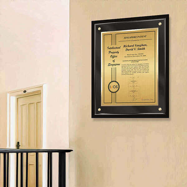 Patent Award On Wall