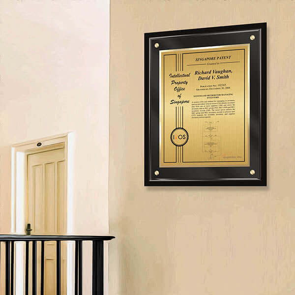 Patent Award On Wall