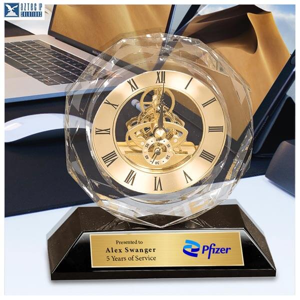 Years of Service Award - Faucet Crystal Desk Clock SA-JD3053
