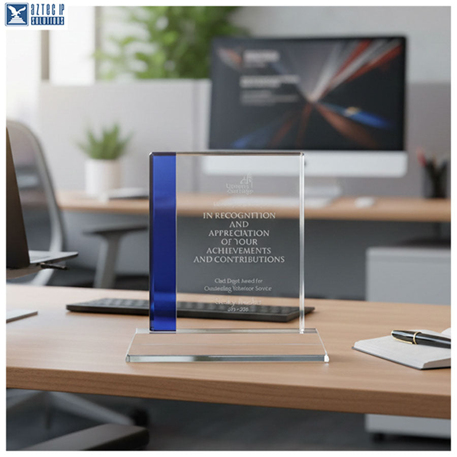 Engraved crystal plaque