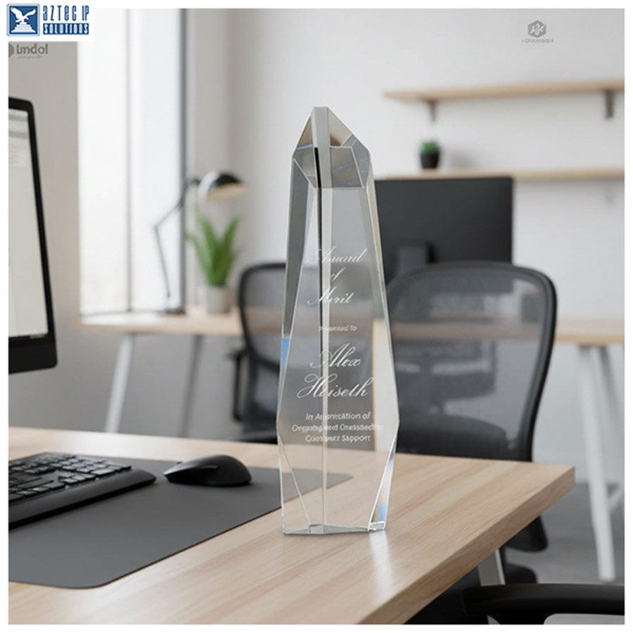 Optic crystal slant-top award