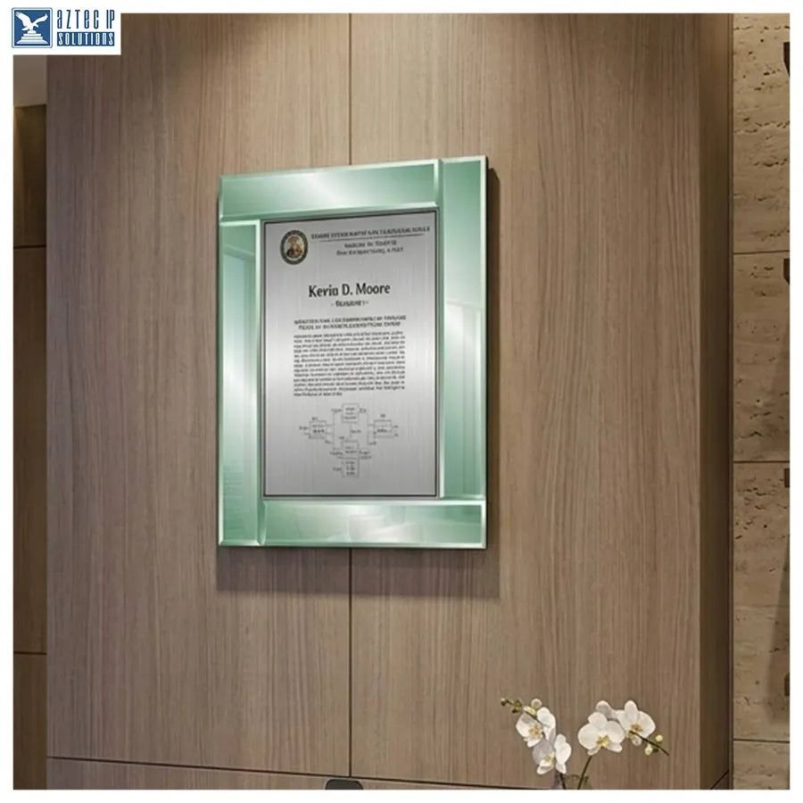 beveled glass plaque
