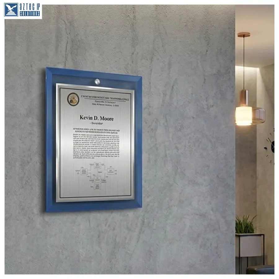 Compact patent plaque