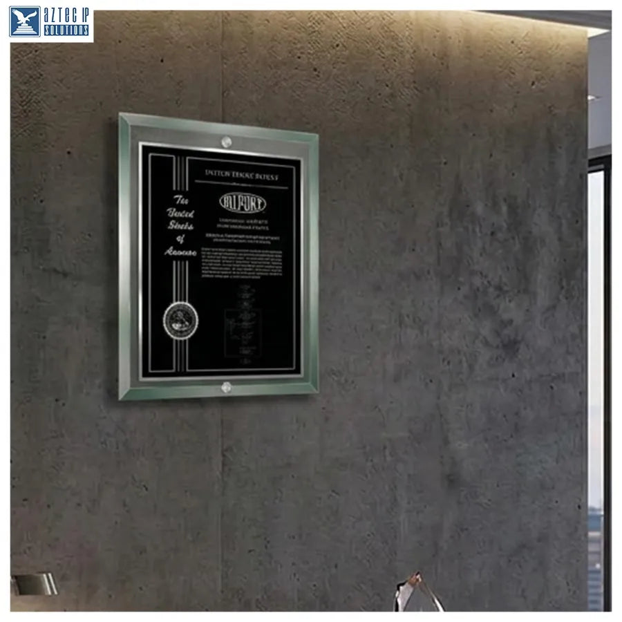 Engraved patent plaque