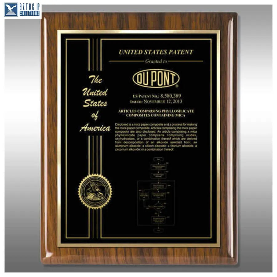 Layout 2 | Patent Certificate - Walnut piano finish plaque