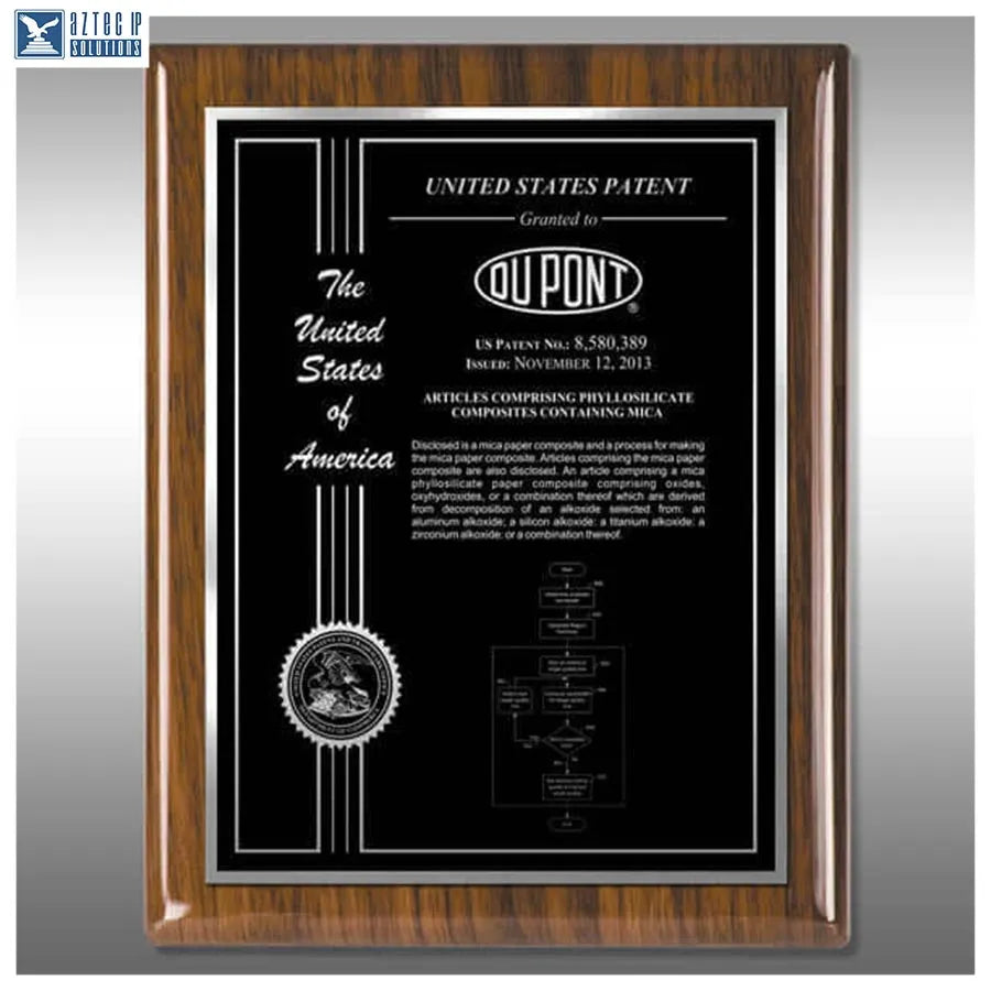 Layout 2 | Patent Certificate - Walnut piano finish plaque