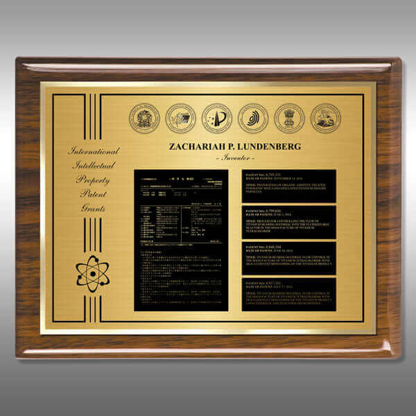 5th patent plaque with gold plate