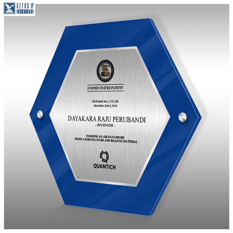 Blue Lucite® hexagon plaque