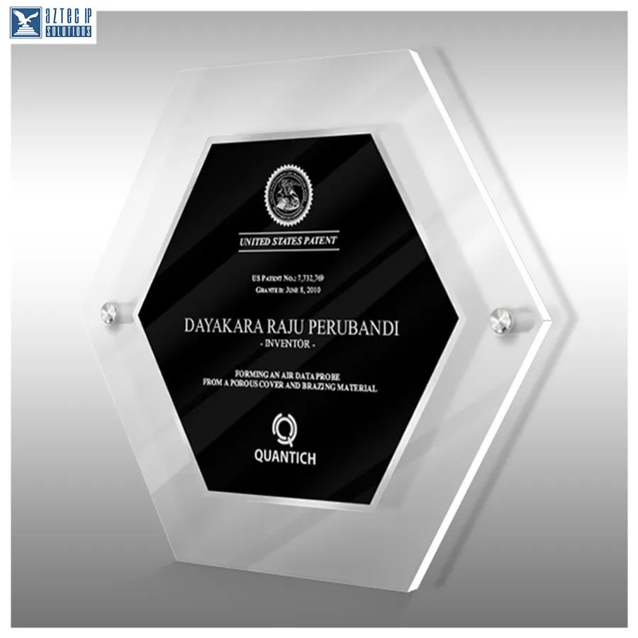 Clear Lucite hexagon plaque