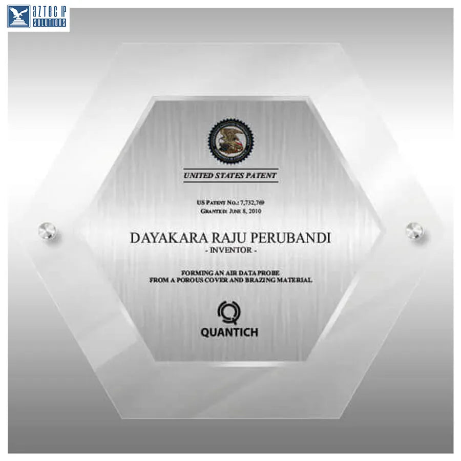 Modern hexagon patent plaque