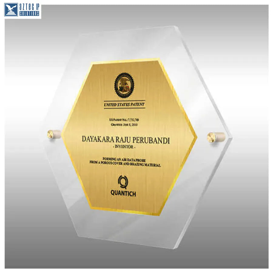 Hexagonal patent plaque