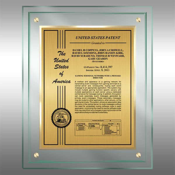 JD2-EZG15 Gold Patent Certificate