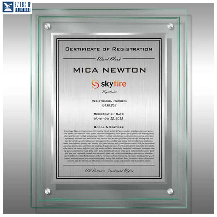 clear acrylic trademark plaques