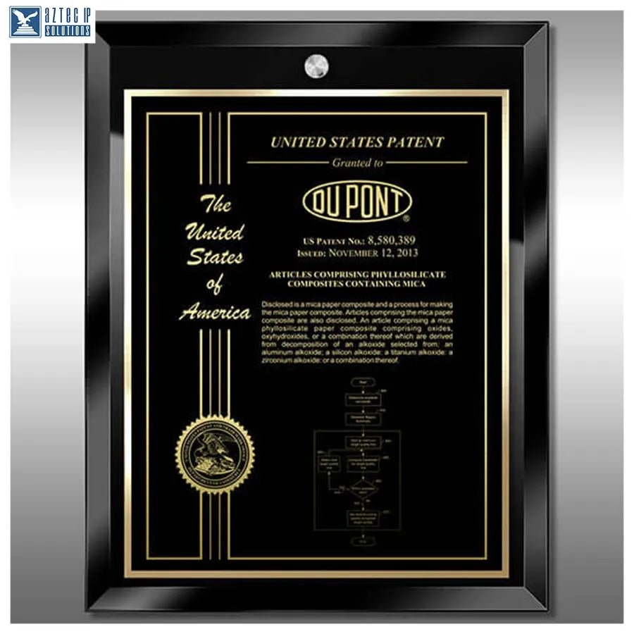 Layout 2 | Patent Certificate - Glass award plaque