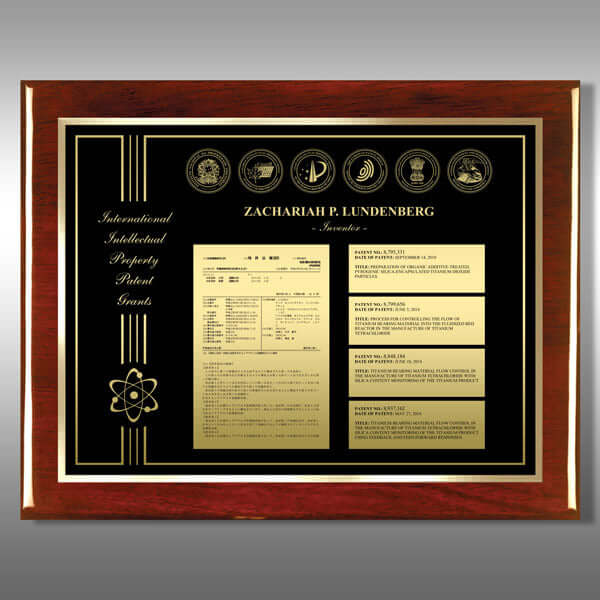 5 patent rosewood plaque 
