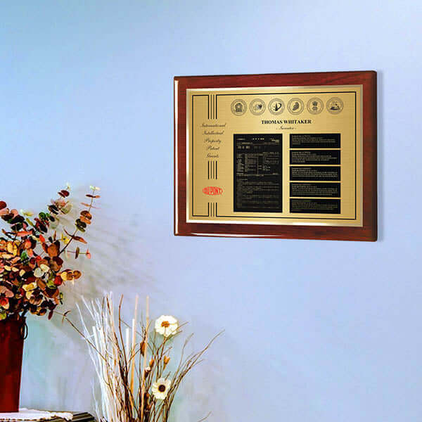 rosewood patent plaque