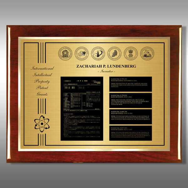 Plaque with 5 patents