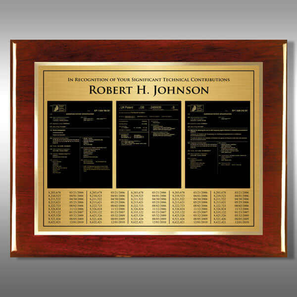 Patent Plaque - Rosewood Milestone RP50-E20M