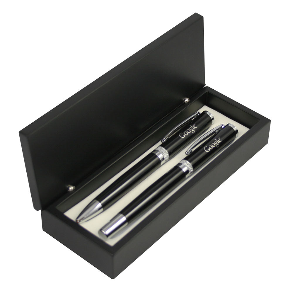 Roller Ball Pen with Diamond Cut Ring Pen Set