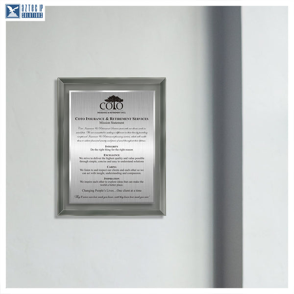 Mission Statement Plaque - Smoked Glass SG-MS15EZ