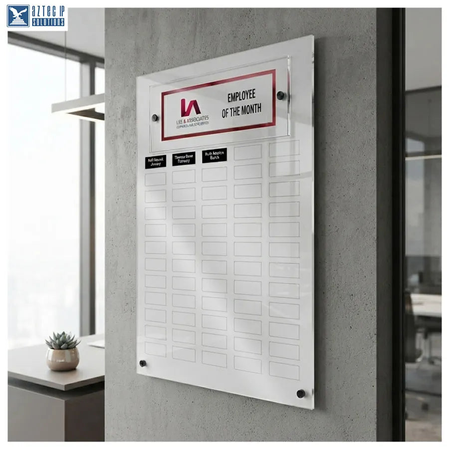 Modern Lucite Plaque with black standoffs
