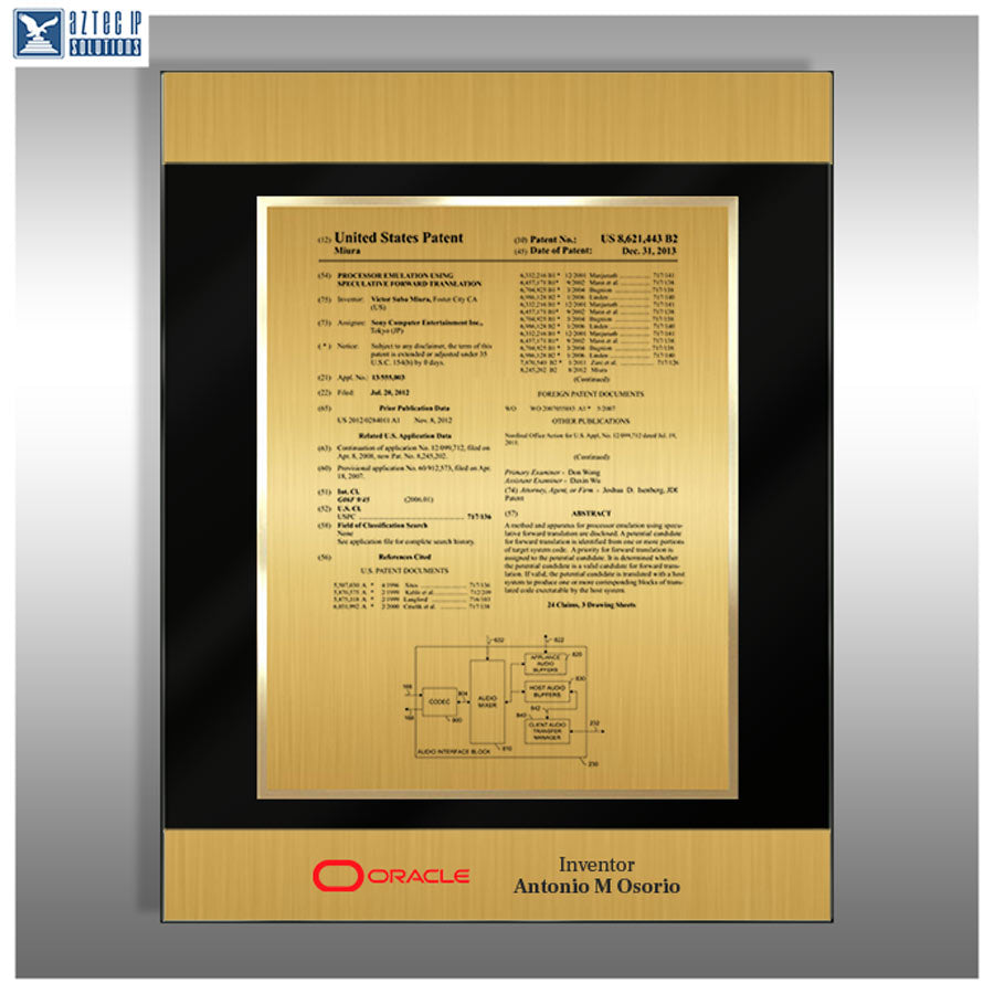 Patent Plaque - Dual Band AirLucite®  Oracle