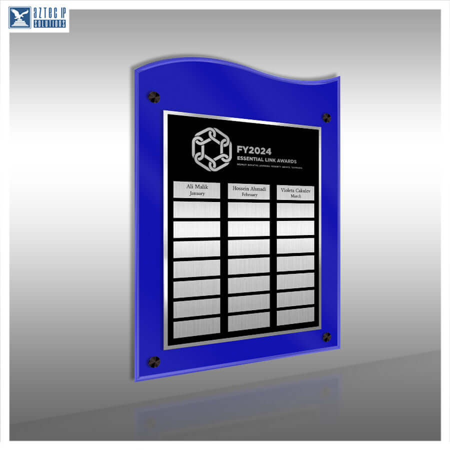Perpetual Plaque - WaveTop BlueLucite® PP-WT BL24 | 24 Plates