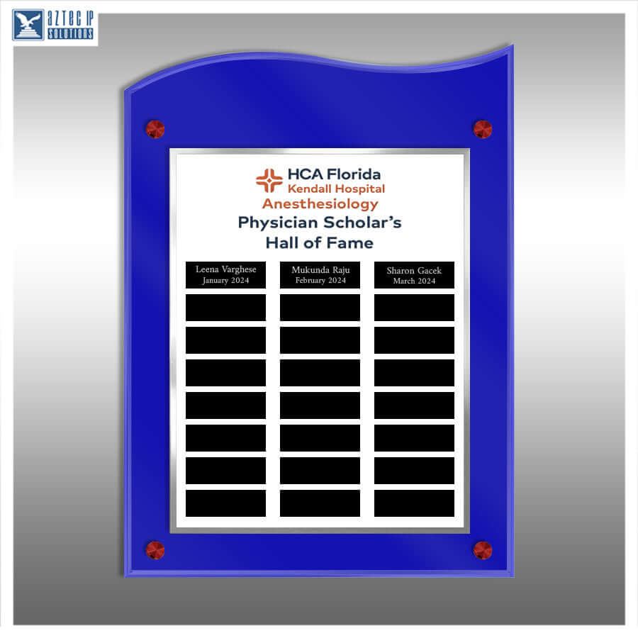 Perpetual Plaque - WaveTop BlueLucite® PP-WT BL24 | 24 Plates