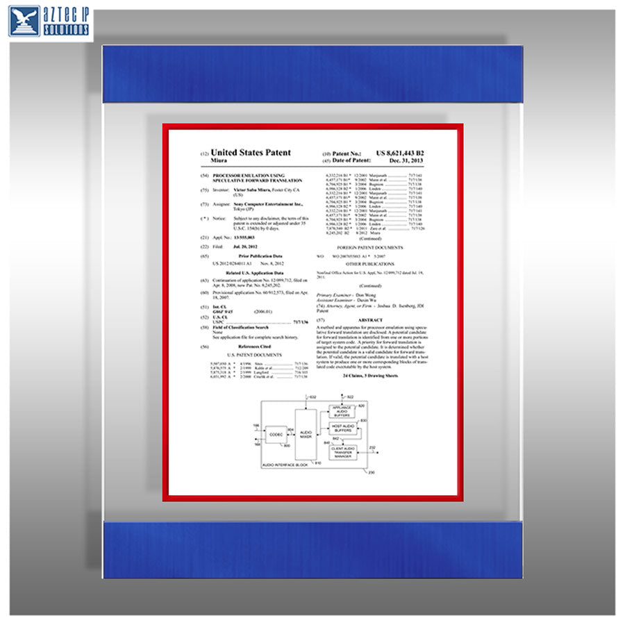 Patent Plaque - Dual Blue Band AirLucite® 