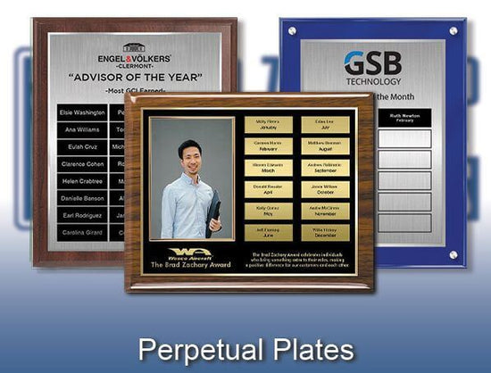 Perpetual Plate with Border - 1 x 3  Engraved Magnetic Plate Decade  Awards PT200BBK