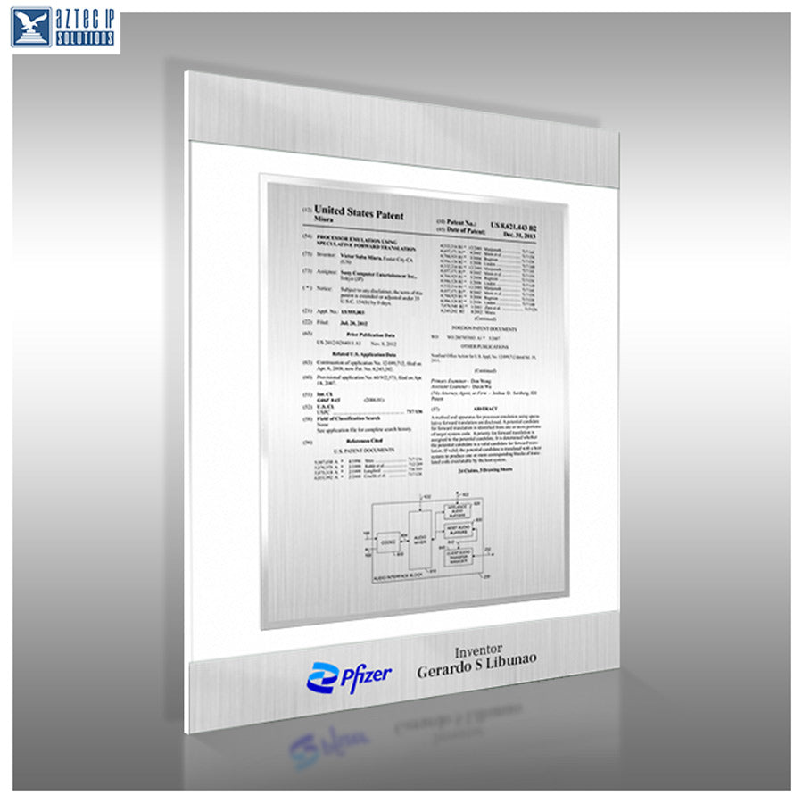 Patent Plaque - Dual Band AirLucite® White side view