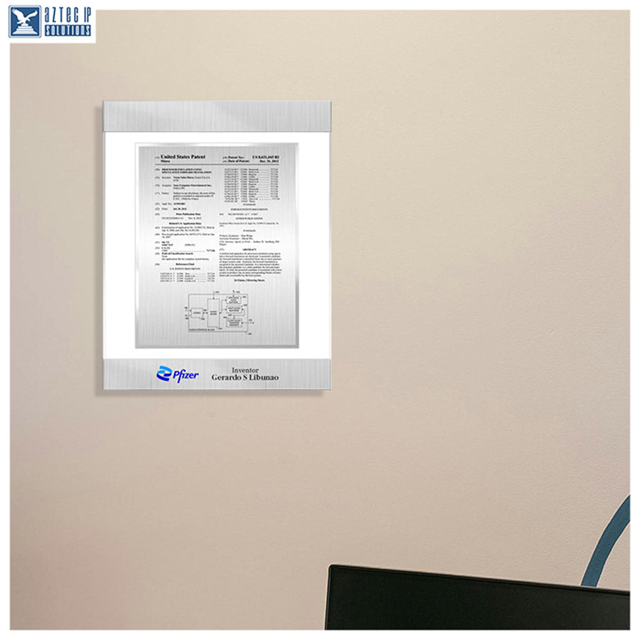 Patent Plaque - Dual Band AirLucite®  displayed on wall